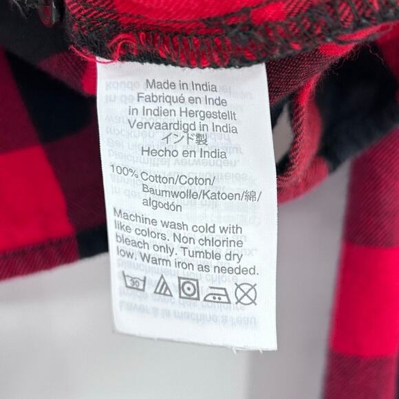Madewell Flannel Tie-Front Shirt Cranberry Buffalo Check Button Down Womens M - Picture 7 of 11